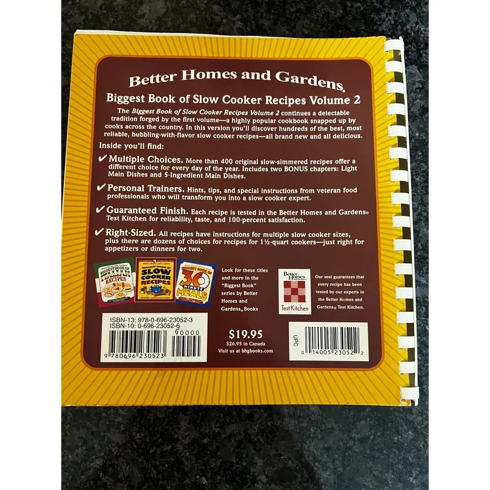 Better Homes and Gardens Slow‎ Cooker Recipes Cookbook Volume 2 Spiral 2006